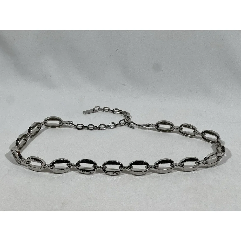 Womens Silver Metal Belt Adjustable Up To 38 Minimalist Y2K Statement Waist